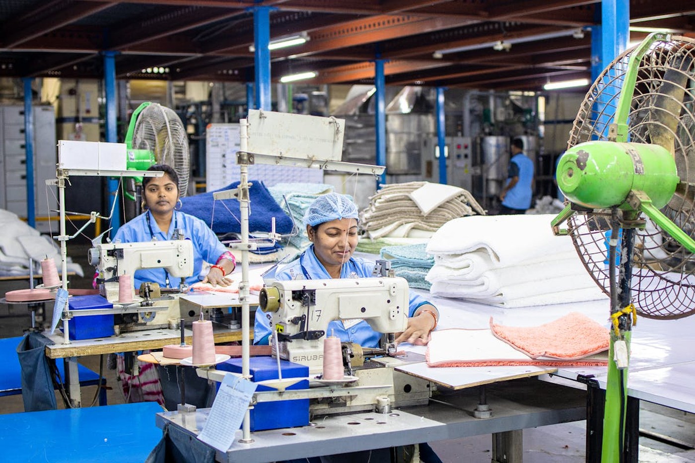 Sustainable garment factory production floor